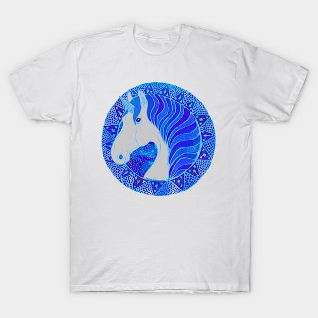 Blue Unicorn T-Shirt by Shyflyer